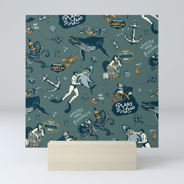 Vintage Ocean Pattern Mini Art Print