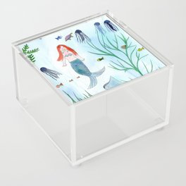 Cute Mermaid Watercolor Illustration Acrylic Box
