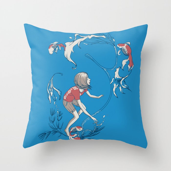 FISH AND WATER Throw Pillow