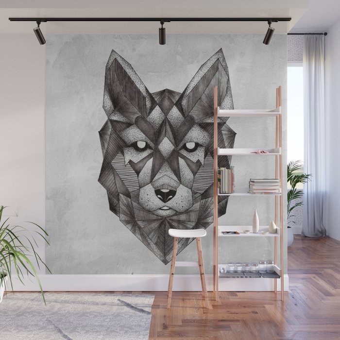 Geometric Wolf Wall Mural By Vivinicolin Society6