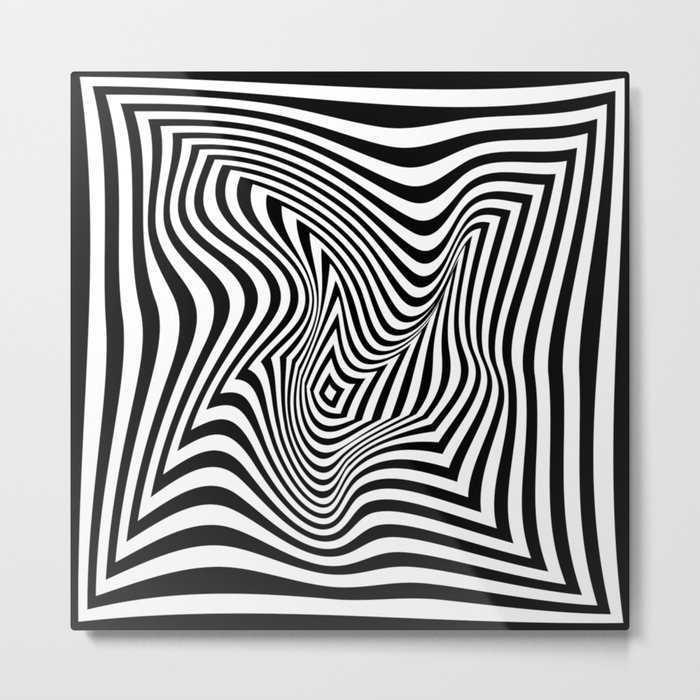 Wavy Twist Psychedelic Checkerboard Metal Print