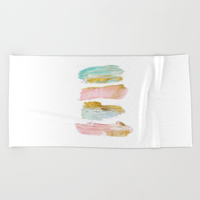 Pastel and gold strokes Beach Towel