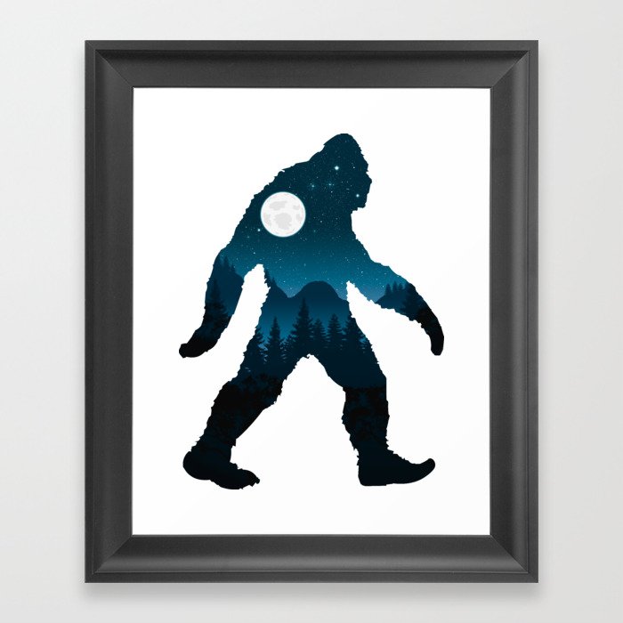 Night Forest Bigfoot Framed Art Print