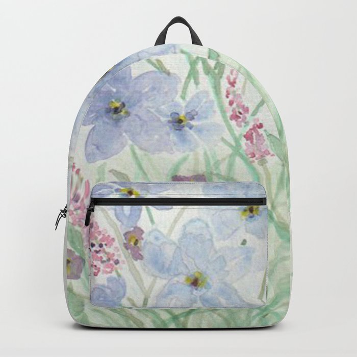Lavender and Blue Watercolor Wildflowers Backpack