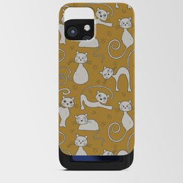 Mustard yellow and off-white cat pattern iPhone Card Case