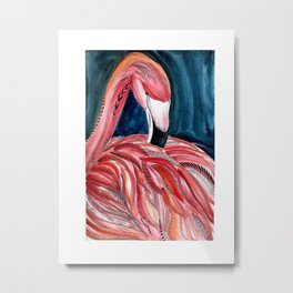 Flamingo Swirl Metal Print