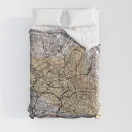 Lisbon - Portugal - Map Drawing Duvet Cover