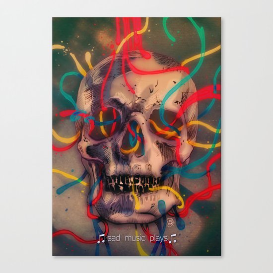 '' sad music plays '' Canvas Print