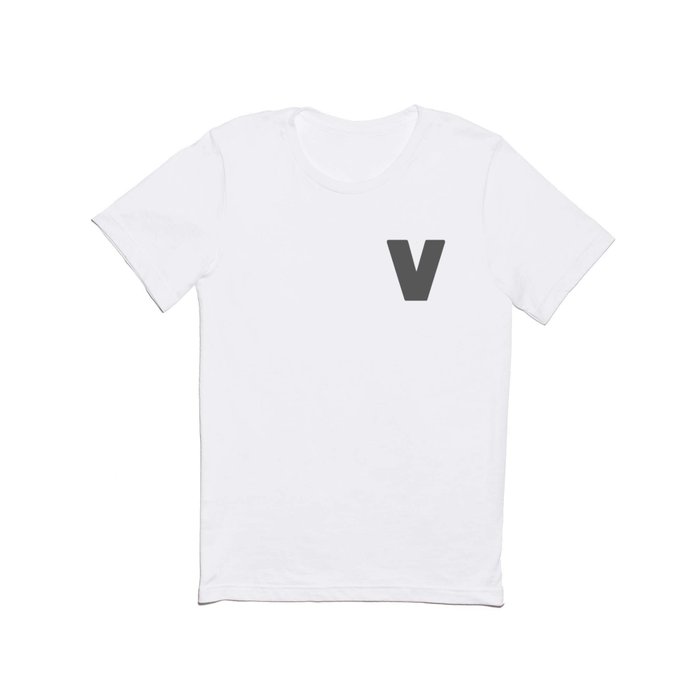 V (Grey & White Letter) T Shirt