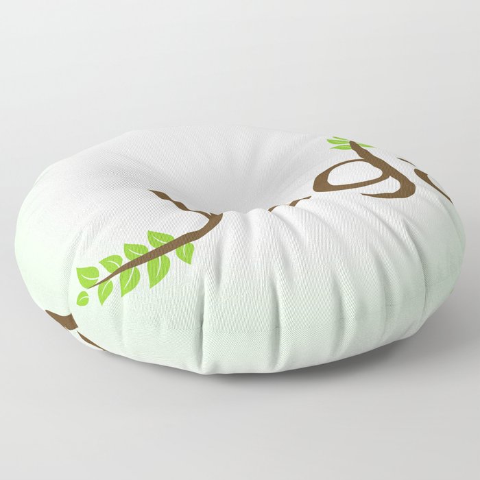 Yoga asana and green leaves typography Floor Pillow