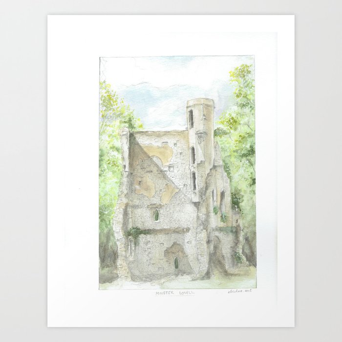 Minster Lovell (Medieval Ruins in Watercolor) Art Print