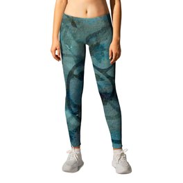 Foliage in June Leggings | Painting, Blue, Branches, Garnden, Green, Mist, Leaf, Floral, Watercolor, Water 