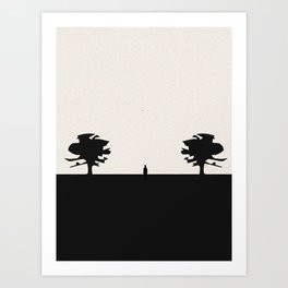 Alone in the Road between Two Trees Art Print