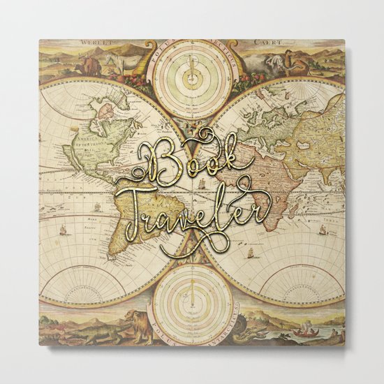 Book Traveler Vintage Map v2 Metal Print