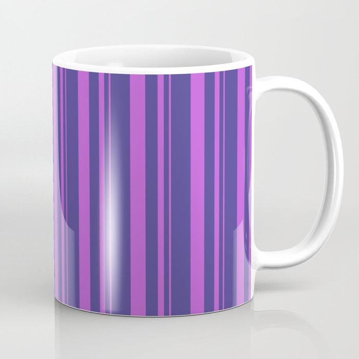 Orchid and Dark Slate Blue Colored Lines Pattern Coffee Mug