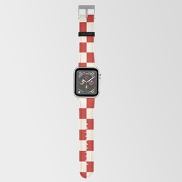 Checkerboard Mini Check Pattern in Retro Red and Cream Apple Watch Band