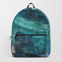 Cerulean Blue Marble Backpack | Abstract, Pattern, Green, Sea, Marbel, Color, Teal, Marbled, Turquoise, Digital 
