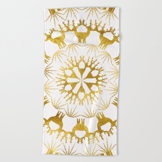 Gold Christmas 05 Beach Towel