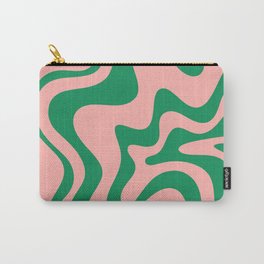 Liquid Swirl Retro Abstract Pattern in Pink and Bright Green Carry-All Pouch