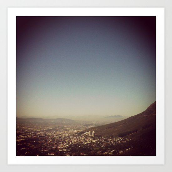 City that sits at the feet of her mountains Art Print