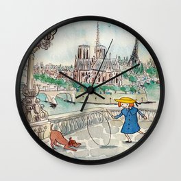 Madeline true watercolor Paris Notre Dame Wall Clock