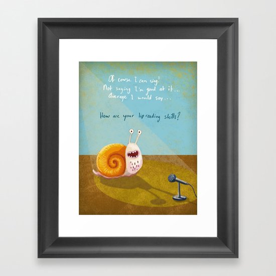 Singing snail Framed Art Print