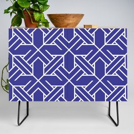 Navy Blue Tiles Retro Pattern Tiled Moroccan Art Credenza