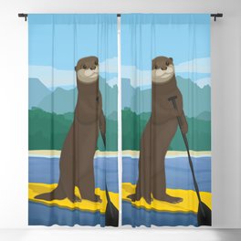 Otter stand up puddling Blackout Curtain