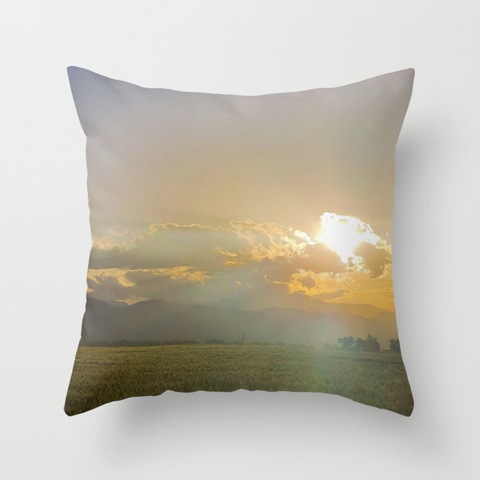 Sunset Over the Rocky Mountains Throw Pillow