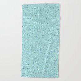 Rainbow Sprinkles Jimmies 90s Confetti on Teal Blue Background Beach Towel