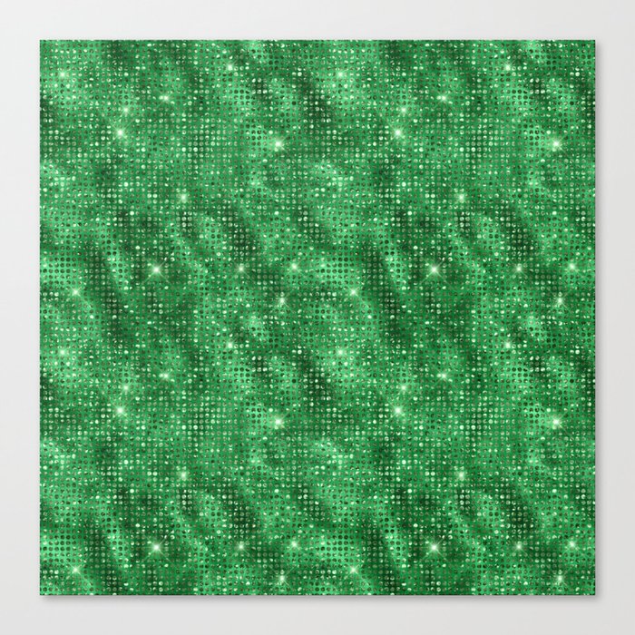 Green Diamond Studded Glam Pattern Canvas Print