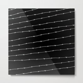 Cool black and white barbed wire pattern Metal Print