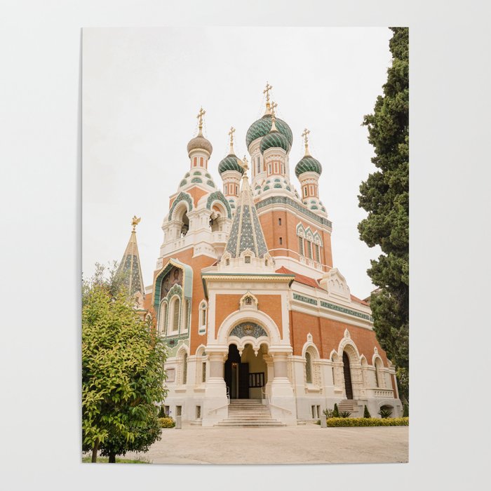 Russian Cathedral In Nice, France Art Print | Colorful Architecture Of Europe Photo | City Travel Photography  Poster
