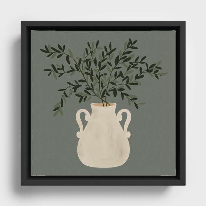 Vase no. 31 with Winter Greenery  Framed Canvas