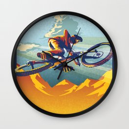 Retro Mountain Bike Poster/ Illustration / fine art print MY AIR MILES Wall Clock