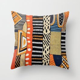 Safari Kaleidoscope: Vibrant African Textile Fusion Throw Pillow