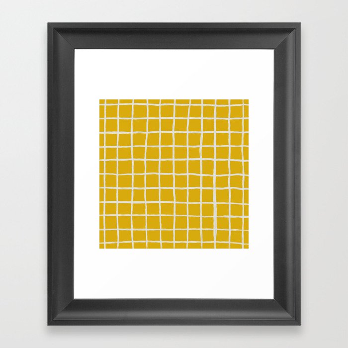 Retro Modern Checkered Plaid on Jasmine Yellow Framed Art Print