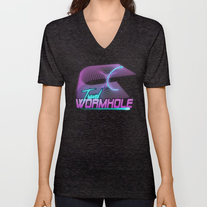 Travel Wornhole - retro space t-shirt V Neck T Shirt