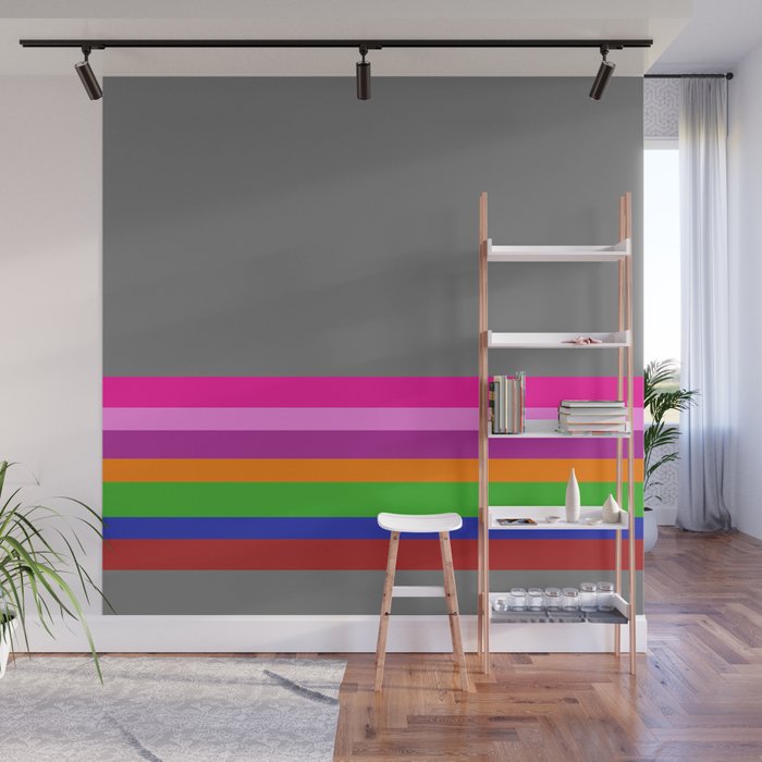 Solid Gray W Multicolor Divider Lines 1 Abstract Art