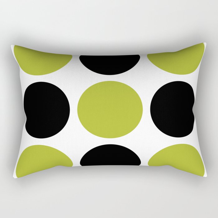 Mid Century Modern Scandinavian Decor Black and Chartreuse Rectangular Pillow