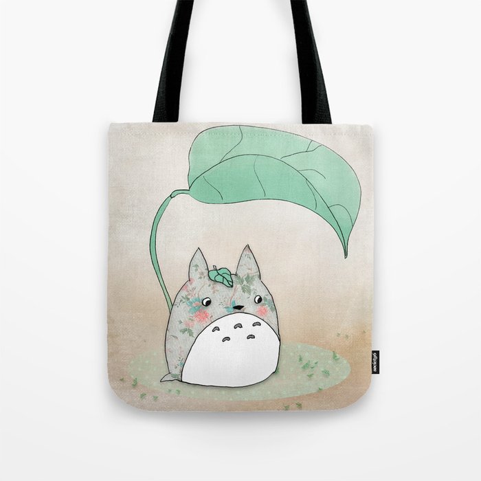 Floral Totoro Tote Bag