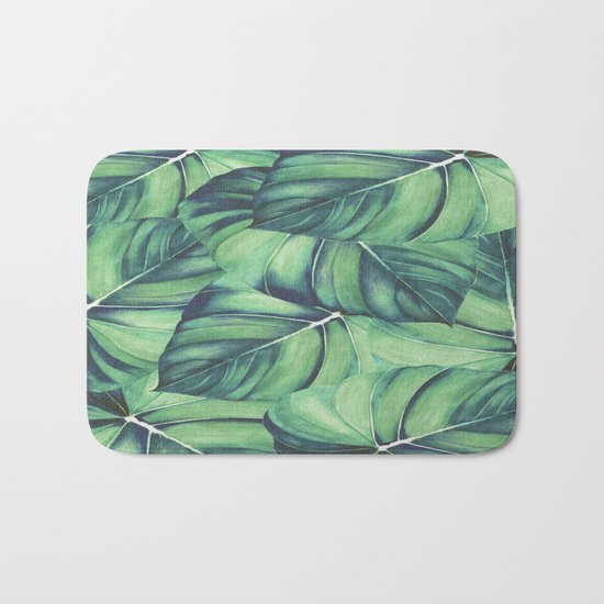 Palm Leaf Print Bath Mat