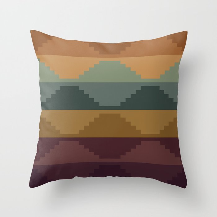 Geometric Aztec Pyramid Pattern IX Throw Pillow