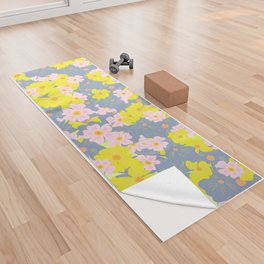 Pastel Spring Flowers Ombre Green Yoga Towel