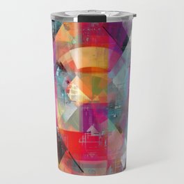 geometric pixel square pattern abstract background in pink blue yellow Travel Mug