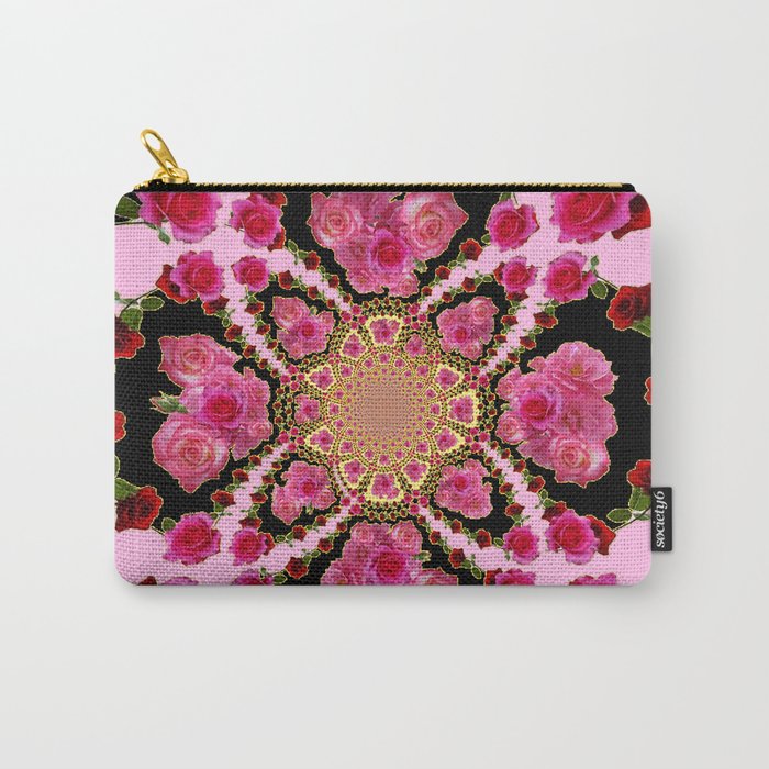 BLACK-PINK GARDEN ROSES MANDALA Carry-All Pouch