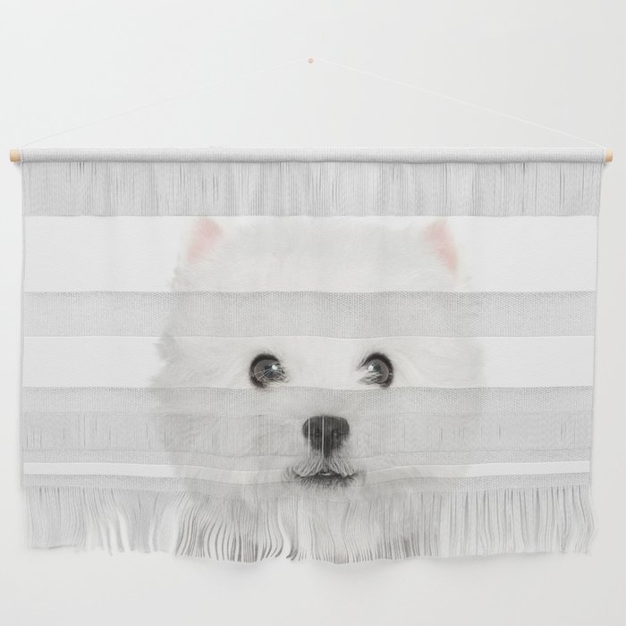 White Puppy Portrait - Wall Hanging