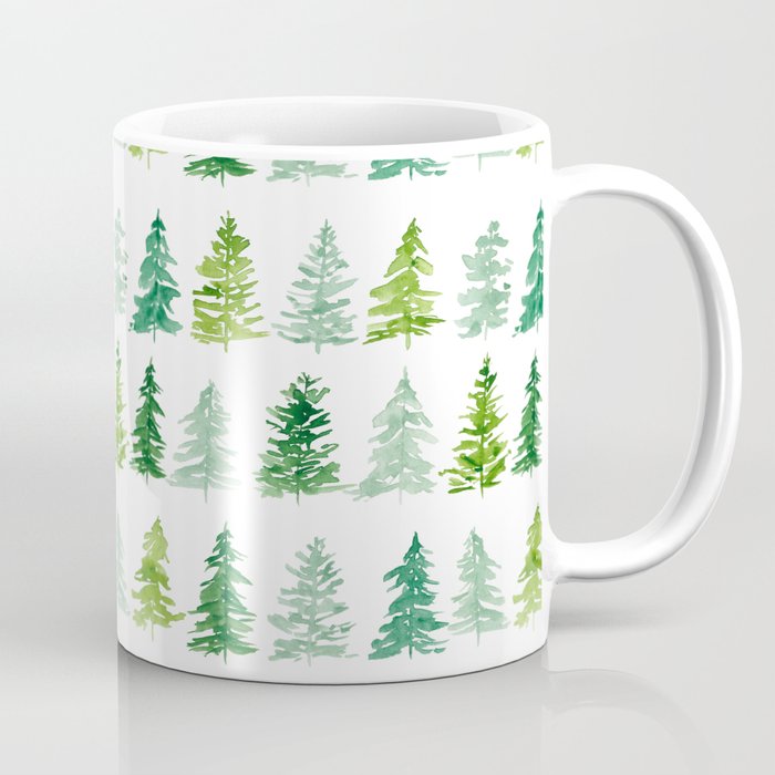 Watercolor Evergreen Tree Pattern Coffee Mug