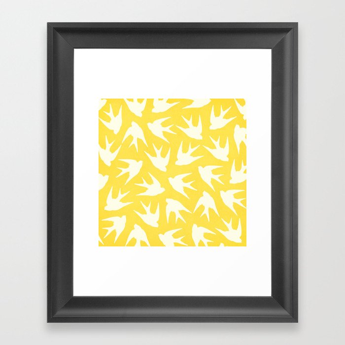 Birds (Yellow) Framed Art Print