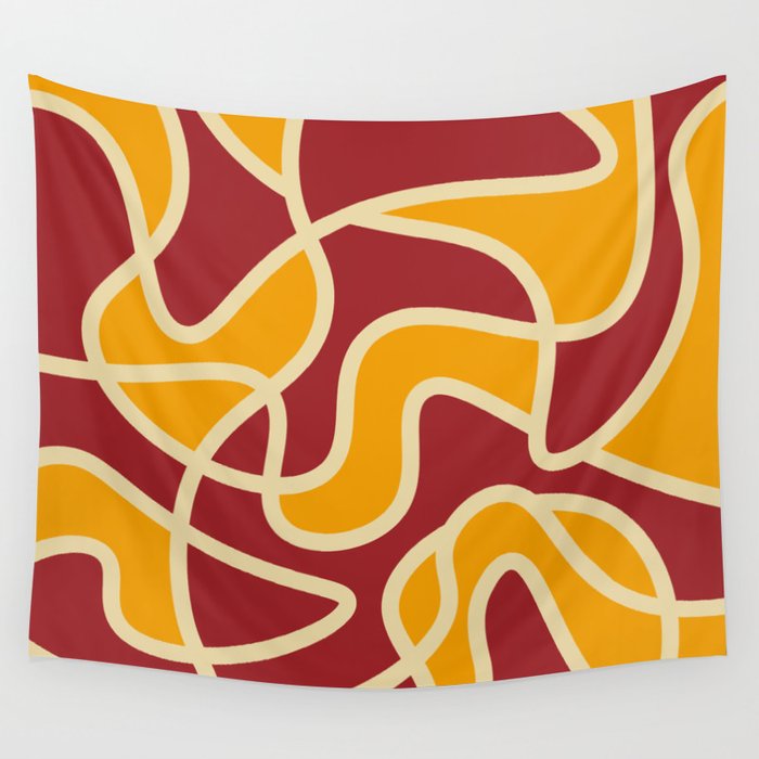 Messy Scribble Texture Background - Parrot Pink and Orange Wall Tapestry